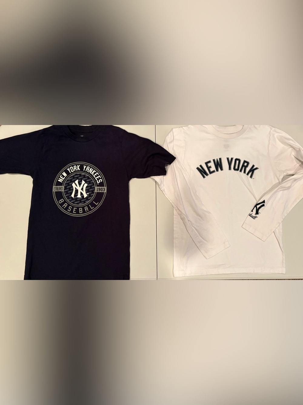 Boys Yankees Apparel Tees - Long Sleeve & Short Bundle (Size L)